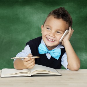 Jongen telefoon-pen groen